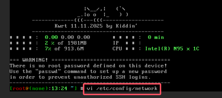 Opening the OpenWrt network configuration