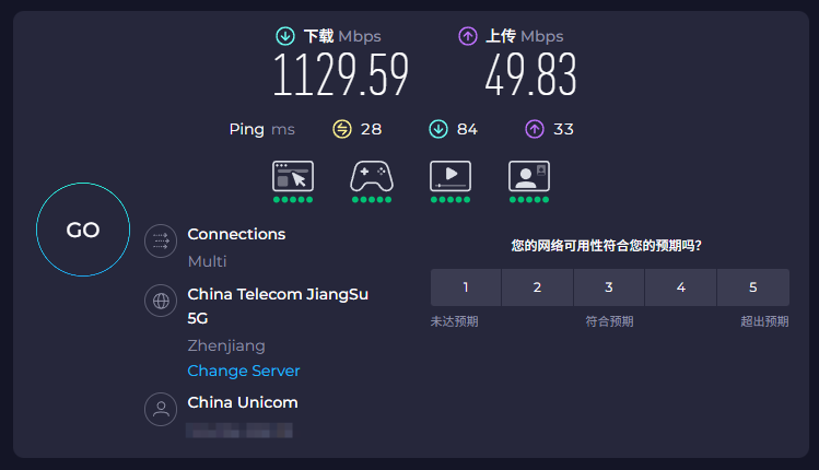 Speedtest result